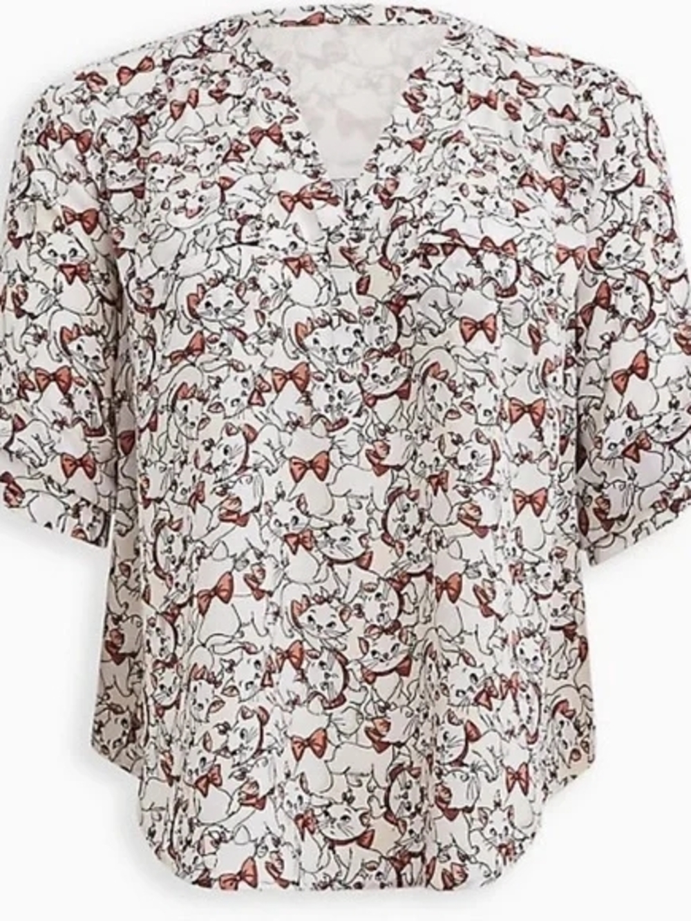 Disney Torrid Marie Harper White Blouse ARISTOCATS Cat Print Size 2 - Picture 3 of 7